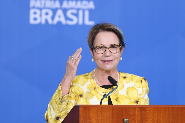 The Minister of Agriculture, Livestock and Supply, Tereza Cristina, during the launch of the 2021/22 Crop Plan at Palácio do Planalto - Source: Fabio Rodrigues Pozzebom